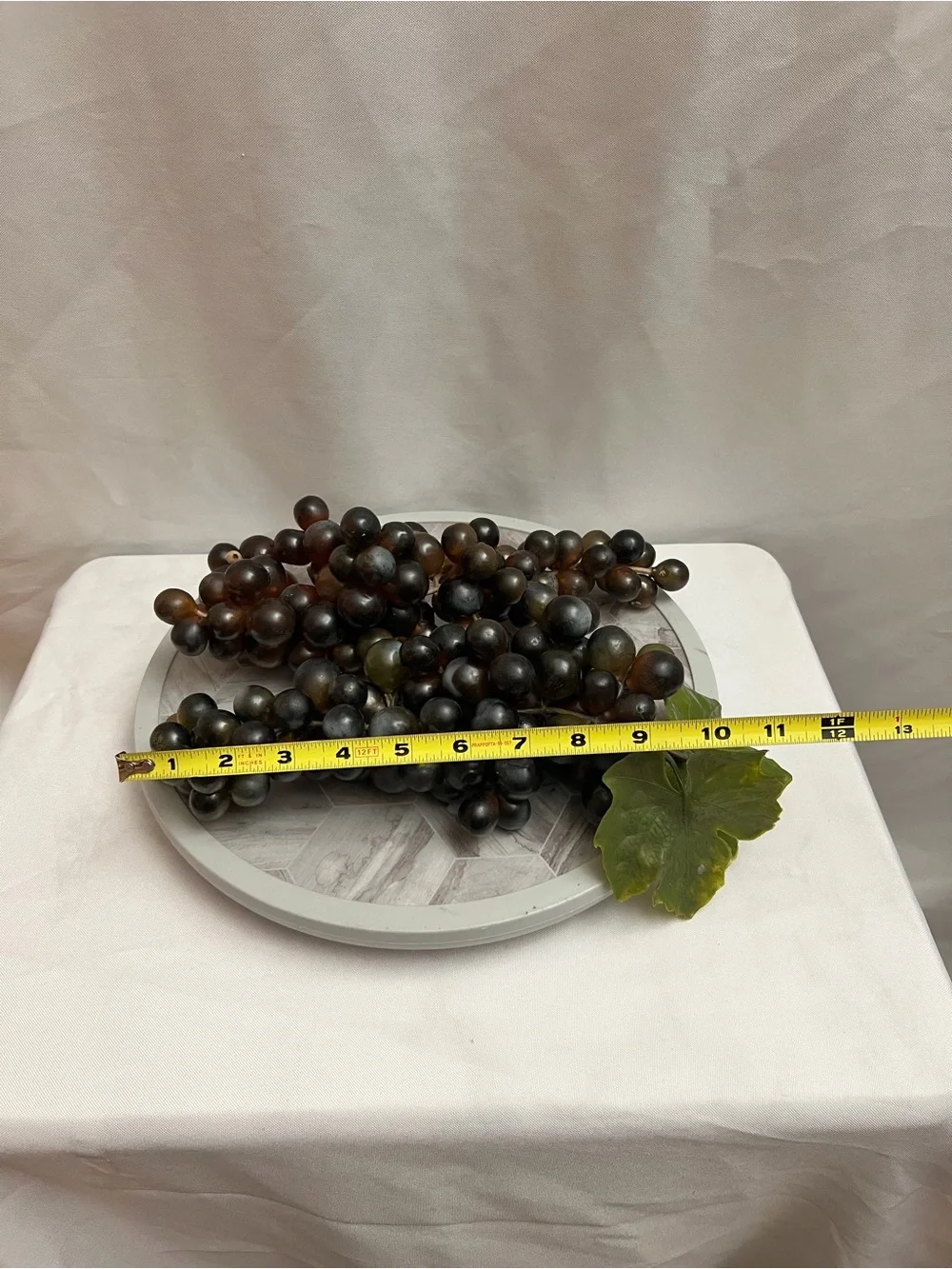 Vintage Faux Grape Cluster Decor Purple Green Leaf Artificial Fruit Set